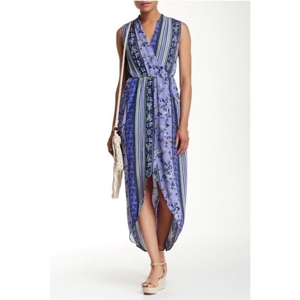 ASTR floral front wrap low high floral dress